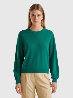 Zdjęcie produktu Benetton, Relaxed Fit Pure Merino Wool Sweater, size XL, Dark Green, Women United Colors of Benetton