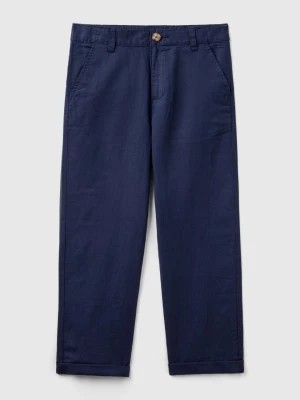 Zdjęcie produktu Benetton, Relaxed Fit Trousers In Linen Blend, size 3XL, Dark Blue, Kids United Colors of Benetton