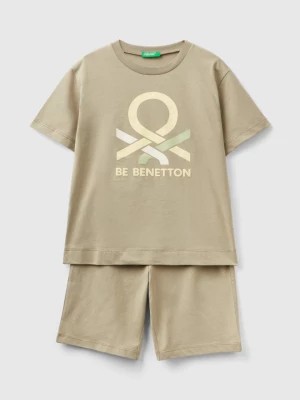 Zdjęcie produktu Benetton, Sage Green Short Pyjamas With Logo, size L, Light Green, Kids United Colors of Benetton