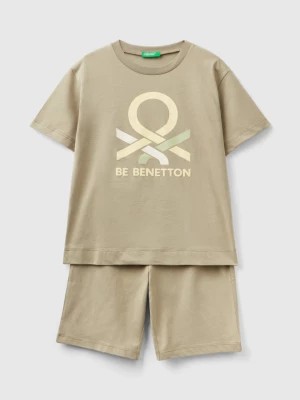 Zdjęcie produktu Benetton, Sage Green Short Pyjamas With Logo, size S, Light Green, Kids United Colors of Benetton