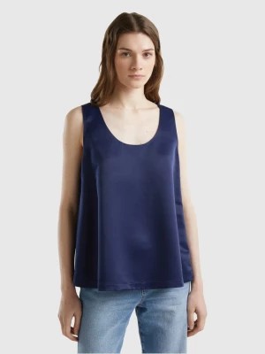 Zdjęcie produktu Benetton, Satin Look Sleeveless Blouse, size L, Dark Blue, Women United Colors of Benetton