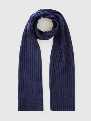 Zdjęcie produktu Benetton, Scarf With Cable Knit, size OS, Dark Blue, Women United Colors of Benetton