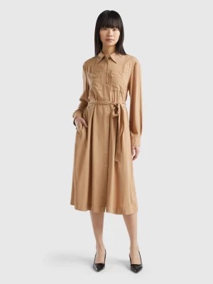 Zdjęcie produktu Benetton, Shirt Dress In Sustainable Viscose, size L, Camel, Women United Colors of Benetton