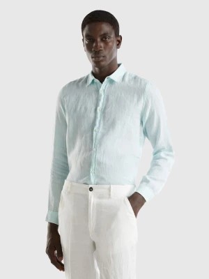 Zdjęcie produktu Benetton, Shirt In Pure Linen, size L, Aqua, Men United Colors of Benetton