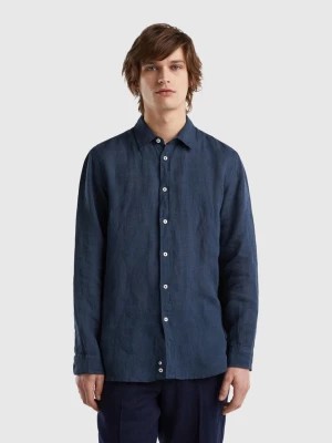 Zdjęcie produktu Benetton, Shirt In Pure Linen, size L, Dark Blue, Men United Colors of Benetton