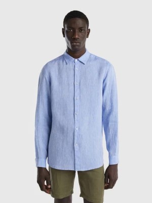 Zdjęcie produktu Benetton, Shirt In Pure Linen, size L, Light Blue, Men United Colors of Benetton