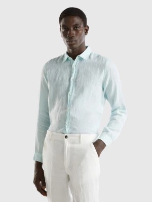 Zdjęcie produktu Benetton, Shirt In Pure Linen, size S, Aqua, Men United Colors of Benetton