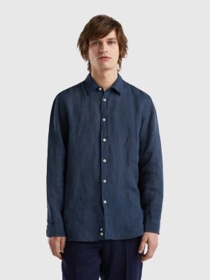 Zdjęcie produktu Benetton, Shirt In Pure Linen, size XL, Dark Blue, Men United Colors of Benetton