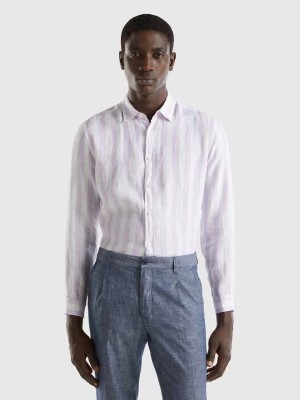Zdjęcie produktu Benetton, Shirt In Pure Linen, size XL, Lilac, Men United Colors of Benetton