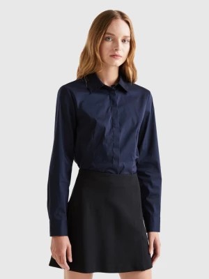 Zdjęcie produktu Benetton, Shirt In Stretch Cotton Blend, size XL, Dark Blue, Women United Colors of Benetton