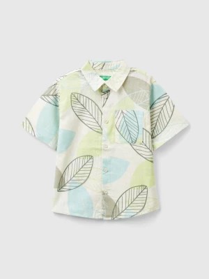 Zdjęcie produktu Benetton, Shirt With Leaf Print, size 104, Creamy White, Kids United Colors of Benetton