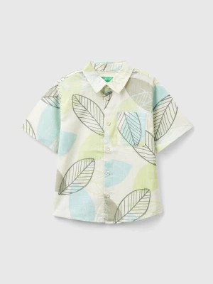 Zdjęcie produktu Benetton, Shirt With Leaf Print, size 82, Creamy White, Kids United Colors of Benetton