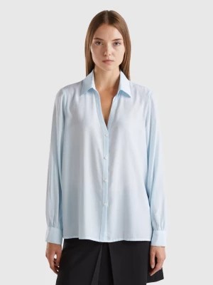 Zdjęcie produktu Benetton, Shirt With V-neck, size M, Sky Blue, Women United Colors of Benetton