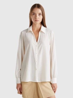 Zdjęcie produktu Benetton, Shirt With V-neck, size XXS, Creamy White, Women United Colors of Benetton