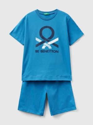Zdjęcie produktu Benetton, Short Blue Pyjamas With Logo, size XS, Blue, Kids United Colors of Benetton