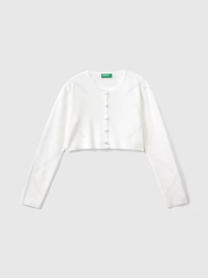 Zdjęcie produktu Benetton, Short Cardigan In Viscose Blend, size 2XL, White, Kids United Colors of Benetton