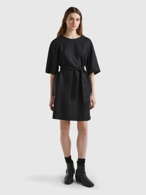 Zdjęcie produktu Benetton, Short Dress In Pure Linen, size XS, Black, Women United Colors of Benetton