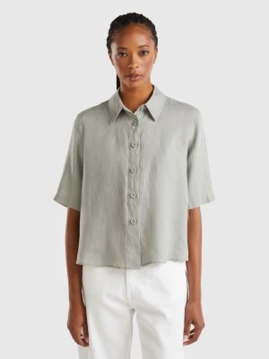 Zdjęcie produktu Benetton, Short Shirt In Pure Linen, size L, Gray, Women United Colors of Benetton