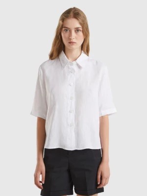 Zdjęcie produktu Benetton, Short Shirt In Pure Linen, size M, White, Women United Colors of Benetton