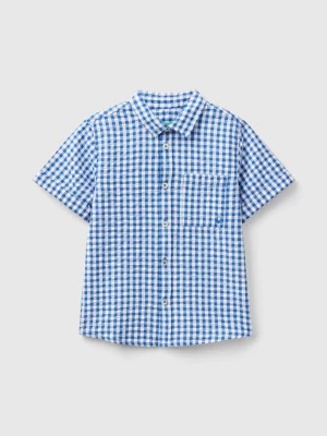 Zdjęcie produktu Benetton, Short Sleeve Check Shirt, size 104, Blue, Kids United Colors of Benetton