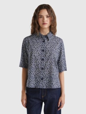 Zdjęcie produktu Benetton, Short Sleeve Patterned Shirt, size M, Dark Blue, Women United Colors of Benetton