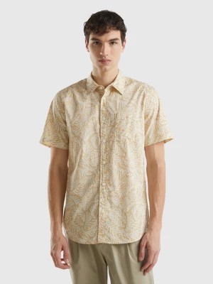 Zdjęcie produktu Benetton, Short Sleeve Patterned Shirt, size S, Beige, Men United Colors of Benetton