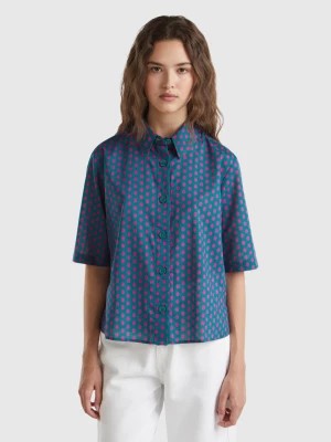 Zdjęcie produktu Benetton, Short Sleeve Patterned Shirt, size S, Dark Green, Women United Colors of Benetton