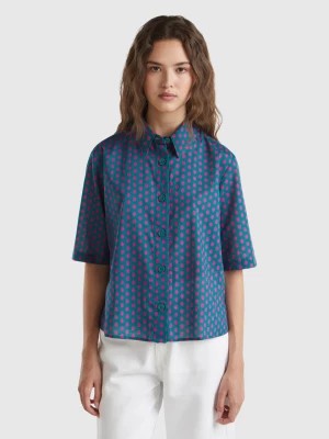 Zdjęcie produktu Benetton, Short Sleeve Patterned Shirt, size XS, Dark Green, Women United Colors of Benetton