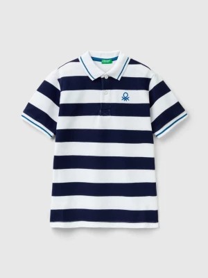 Zdjęcie produktu Benetton, Short Sleeve Polo With Stripes, size M, Dark Blue, Kids United Colors of Benetton