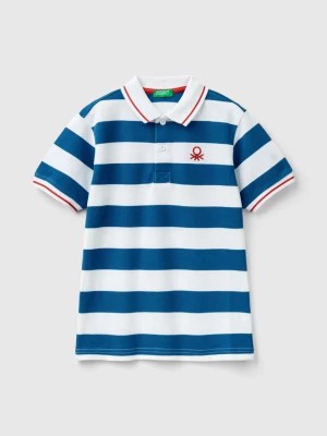 Zdjęcie produktu Benetton, Short Sleeve Polo With Stripes, size S, Light Blue, Kids United Colors of Benetton