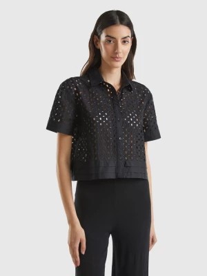 Zdjęcie produktu Benetton, Short Sleeve Shirt In Broderie Anglaise, size M, Black, Women United Colors of Benetton
