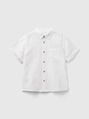 Zdjęcie produktu Benetton, Short Sleeve Shirt In Linen Blend, size 90, White, Kids United Colors of Benetton