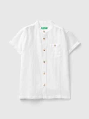 Zdjęcie produktu Benetton, Short Sleeve Shirt In Linen Blend, size XL, White, Kids United Colors of Benetton