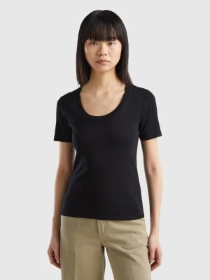 Zdjęcie produktu Benetton, Short Sleeve T-shirt In Long Fiber Cotton, size L, Black, Women United Colors of Benetton