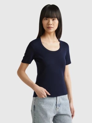 Zdjęcie produktu Benetton, Short Sleeve T-shirt In Long Fiber Cotton, size L, Dark Blue, Women United Colors of Benetton