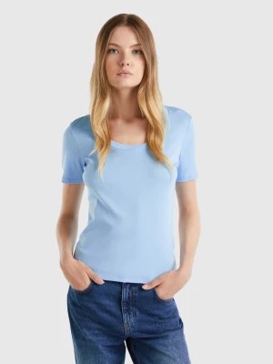 Zdjęcie produktu Benetton, Short Sleeve T-shirt In Long Fiber Cotton, size L, Light Blue, Women United Colors of Benetton