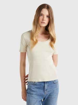 Zdjęcie produktu Benetton, Short Sleeve T-shirt In Long Fiber Cotton, size XL, Beige, Women United Colors of Benetton