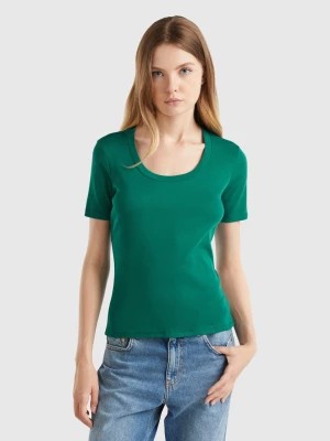 Zdjęcie produktu Benetton, Short Sleeve T-shirt In Long Fiber Cotton, size XL, Dark Green, Women United Colors of Benetton