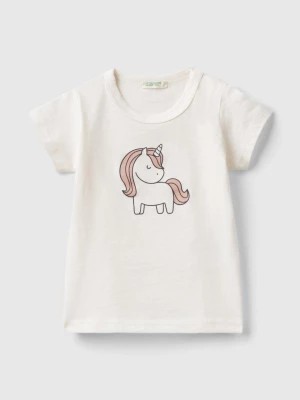 Zdjęcie produktu Benetton, Short Sleeve T-shirt In Organic Cotton, size 74, Creamy White, Kids United Colors of Benetton