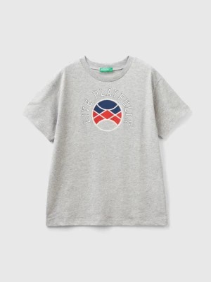Zdjęcie produktu Benetton, Short Sleeve T-shirt In Organic Cotton, size XL, Light Gray, Kids United Colors of Benetton