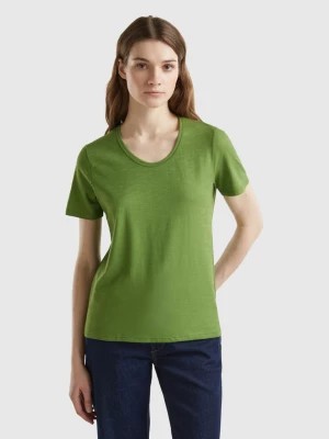 Zdjęcie produktu Benetton, Short Sleeve T-shirt Lightweight Cotton, size XL, Military Green, Women United Colors of Benetton
