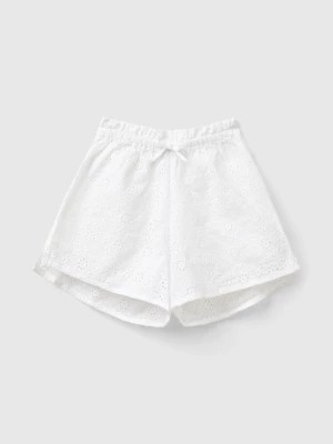 Zdjęcie produktu Benetton, Shorts With Broderie Anglaise Embroidery, size S, White, Kids United Colors of Benetton
