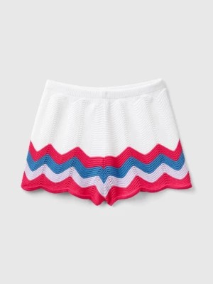 Zdjęcie produktu Benetton, Shorts With Wavy Pattern, size S, White, Kids United Colors of Benetton