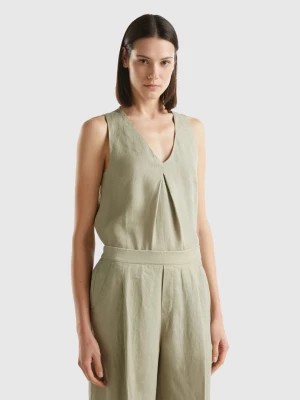 Zdjęcie produktu Benetton, Sleeveless Blouse In Pure Linen, size XL, Light Green, Women United Colors of Benetton