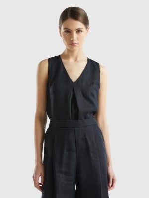 Zdjęcie produktu Benetton, Sleeveless Blouse In Pure Linen, size XXS, Black, Women United Colors of Benetton