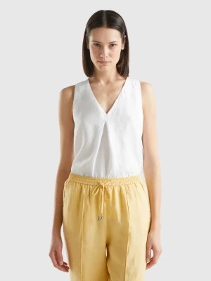 Zdjęcie produktu Benetton, Sleeveless Blouse In Pure Linen, size XXS, White, Women United Colors of Benetton