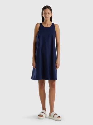 Zdjęcie produktu Benetton, Sleeveless Dress In Pure Linen, size M, Dark Blue, Women United Colors of Benetton