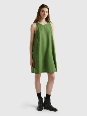 Zdjęcie produktu Benetton, Sleeveless Dress In Pure Linen, size XL, Military Green, Women United Colors of Benetton