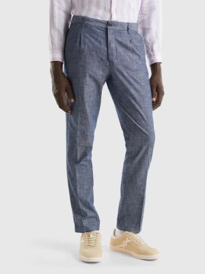 Zdjęcie produktu Benetton, Slim Fit Chambray Chinos, size 48, Gray, Men United Colors of Benetton