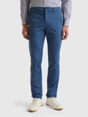 Zdjęcie produktu Benetton, Slim Fit Chinos In Stretch Cotton, size 42, Air Force Blue, Men United Colors of Benetton